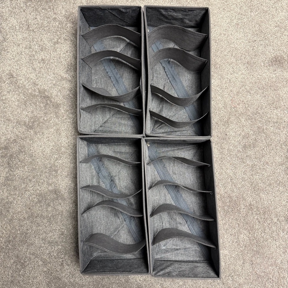 4-Pack Collapsible Fabric Drawer Organizers 12"x6"x4" Foldable, 5 Compartments